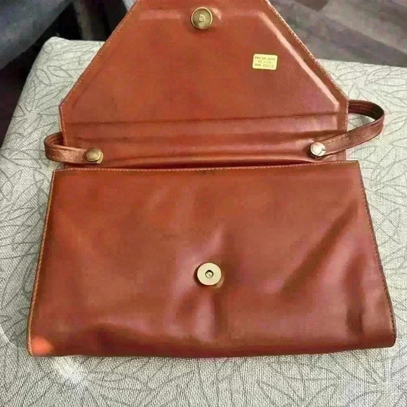 Brown Clutch / Bag with Crocodile Print - Picture 2 of 7